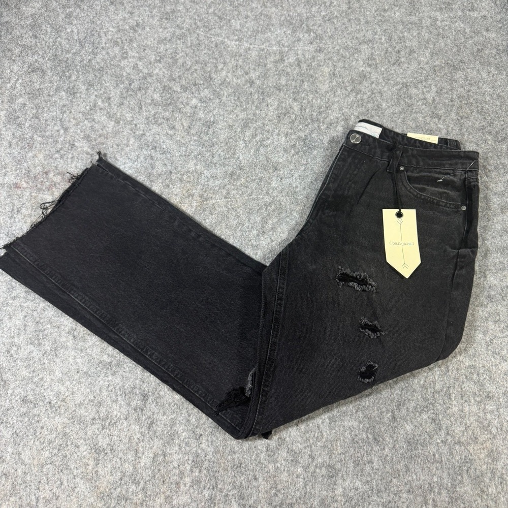 Banjara Women Black Distressed Rhinestone Straight Leg Jeans 11/29 PS1515B1TJ